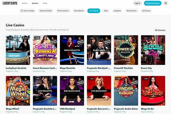 Live dealer LuckyDays